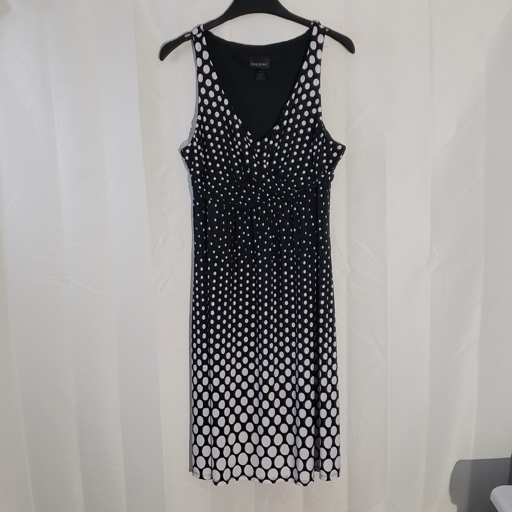 Retro Black and White Hombre Fade Polka Dot Seleeveless Dress 14/16
